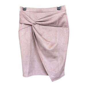 Iris Skirt Womens M Light Pink Velour Pencil Elastic Waist Above The Knee Office